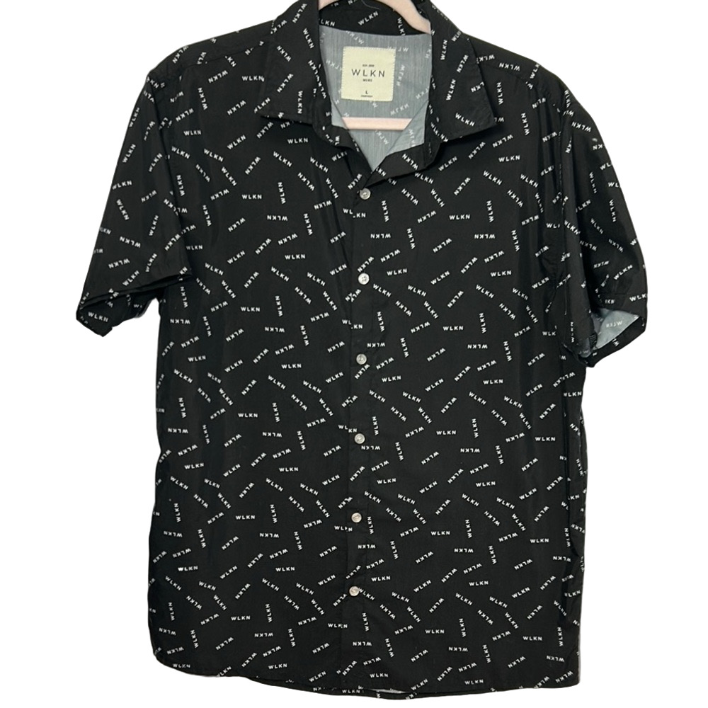 WLKN Black Geometric Button Down Shirt